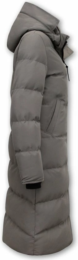 Matogla Lange Gewatteerde Jas Dames Getailleerd - 8606 - Grijs 5 Matogla Lange Gewatteerde Jas Dames Getailleerd - 8606 - Grijs - Afbeelding 3