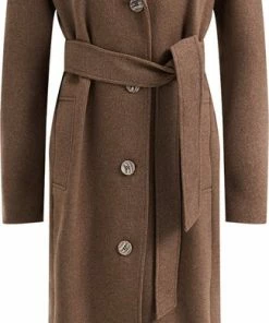 WE Fashion Dames Wolmix Jas Met Ceintuur