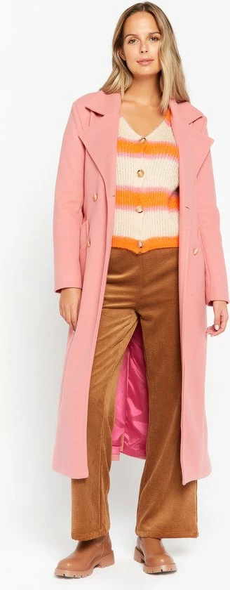 LOLALIZA Lange Mantel Met Striklint - Nude - Maat L 5 LOLALIZA Lange Mantel Met Striklint - Nude - Maat L - Afbeelding 3