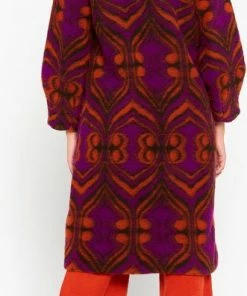 LOLALIZA Wollen Jas Met Etnische Print - Paars - Maat M -Exporteren dameskleding winkel 331x840 4