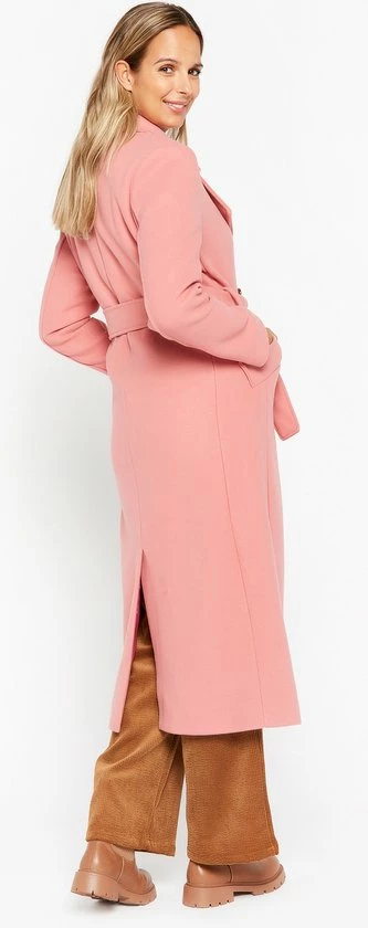 LOLALIZA Lange Mantel Met Striklint - Nude - Maat L 7 LOLALIZA Lange Mantel Met Striklint - Nude - Maat L - Afbeelding 5