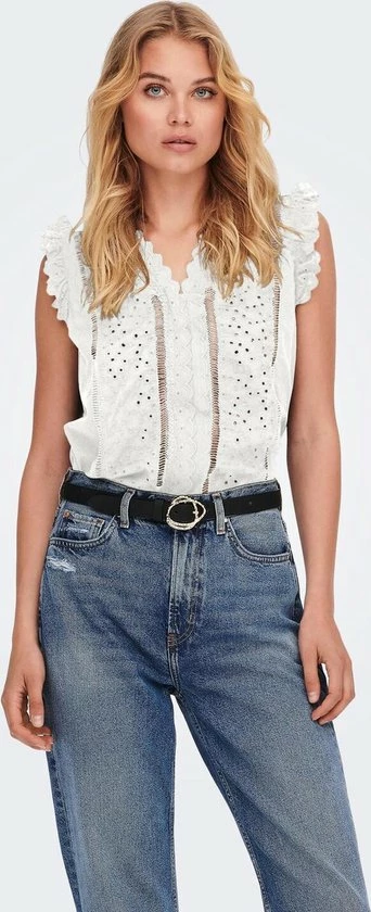 Only ONLINGE SL EMBROIDERY TOP - Cloud Dancer White 6 Only ONLINGE SL EMBROIDERY TOP - Cloud Dancer White - Afbeelding 4