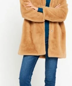 LOLALIZA Lange Faux Fur Jas - Camel - Maat L -Exporteren dameskleding winkel 343x840 5