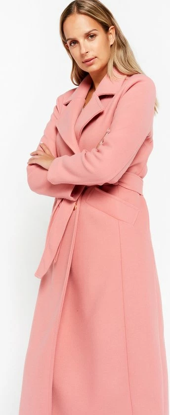 LOLALIZA Lange Mantel Met Striklint - Nude - Maat L 6 LOLALIZA Lange Mantel Met Striklint - Nude - Maat L - Afbeelding 4