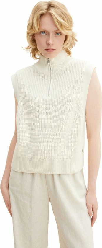 TOM TAILOR Troyer Knit Vest Dames Trui - Maat S 4 TOM TAILOR Troyer Knit Vest Dames Trui - Maat S - Afbeelding 2