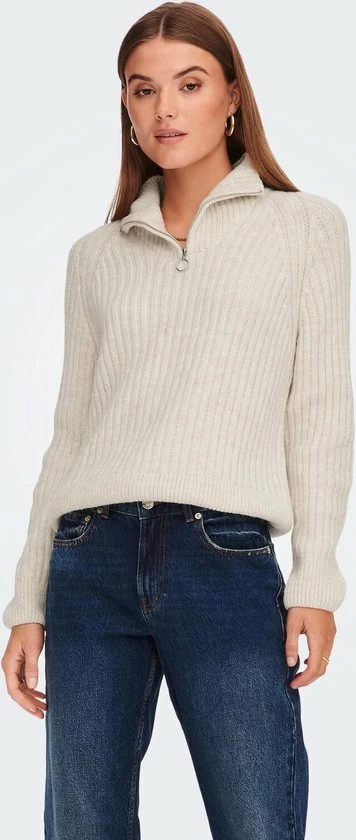 Only Trui Onlleise Freya Ls Zip High Neck Pullover 15268818 Birch/melange Dames Maat - S 3 Only Trui Onlleise Freya Ls Zip High Neck Pullover 15268818 Birch/melange Dames Maat - S