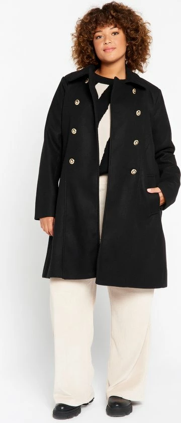 LOLALIZA Lange Jas Met Knopen - Zwart - Maat 38 8 LOLALIZA Lange Jas Met Knopen - Zwart - Maat 38 - Afbeelding 6