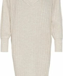 Only Jurk Onlnew Tessa L/s Midi V Dress Knt Noos 15236372 Pumice Stone/w. Melange Dames Maat - XL -Exporteren dameskleding winkel 379x840 6