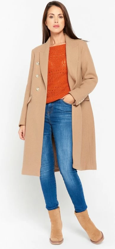 LOLALIZA Lange Jas - Camel - Maat 42 4 LOLALIZA Lange Jas - Camel - Maat 42 - Afbeelding 2