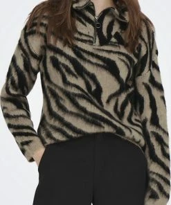 ONLY ONLASHLEY L/S ANIMAL ZIP PULLOVER KNT Dames Trui - Maat S -Exporteren dameskleding winkel 391x840 2