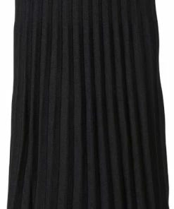 Merkloos Dames Gebreide Rok Plisse Zwart - Lang | Maat S/M
