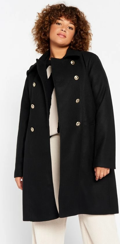 LOLALIZA Lange Jas Met Knopen - Zwart - Maat 38 7 LOLALIZA Lange Jas Met Knopen - Zwart - Maat 38 - Afbeelding 5