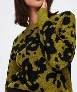 Jacqueline De Yong Trui Jdyhelga L/s Jacqaurd Pullover Knt 15271299 Ecru Olive Dames Maat - S