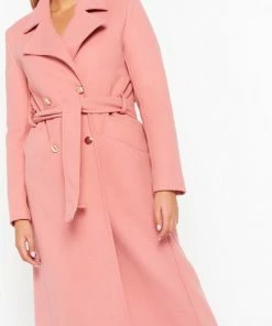 LOLALIZA Lange Mantel Met Striklint - Nude - Maat L