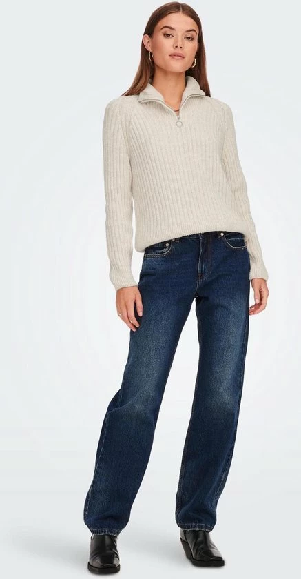 Only Trui Onlleise Freya Ls Zip High Neck Pullover 15268818 Birch/melange Dames Maat - S 6 Only Trui Onlleise Freya Ls Zip High Neck Pullover 15268818 Birch/melange Dames Maat - S - Afbeelding 4