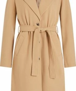 VILA VIPOKO LONG BELT COAT Sesame NOOS Dames Jas - Maat 34
