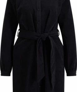 WE Fashion Dames Corduroy Overhemdjurk Met Strikceintuur
