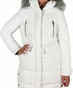 BJØRNSON FRIDA Winterparka Dames - Winddicht - Waterafstotend - Gewatteerd Gevoerd - Capuchon - Warm - Outdoor Damesjas - Rits Zakken - Winterjas - Maat 38 - Wit