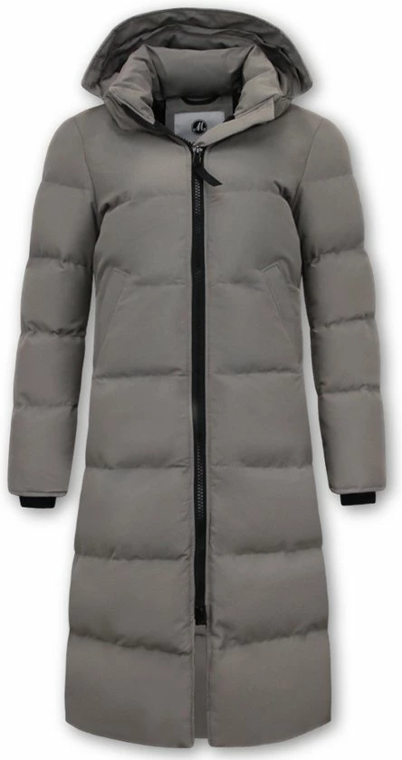 Matogla Lange Gewatteerde Jas Dames Getailleerd - 8606 - Grijs 3 Matogla Lange Gewatteerde Jas Dames Getailleerd - 8606 - Grijs