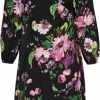 Only Carmakoma Carleona LS Wrap Calf Dress AOP Black/Big Floral