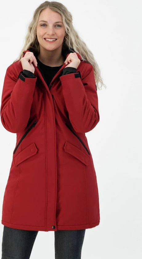 Kjelvik Dames Softshell Parka - Winterparka Softshell - Chanela - Rood - Maat 44 4 Kjelvik Dames Softshell Parka - Winterparka Softshell - Chanela - Rood - Maat 44 - Afbeelding 2