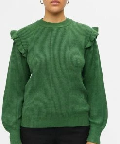 Object Trui Objmalena L/s Ruffle Pullover Noos 23039233 Artichoke Green/melange Dames Maat - M -Exporteren dameskleding winkel 468x840 5