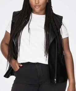 ONLY CARMAKOMA CARVERA FAUX LEATHER WAISTCOAT OTW Dames Biker - Maat L-50/52 -Exporteren dameskleding winkel 469x840 4