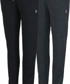 2-Pack Donnay - Joggingbroek Rechte Pijp - Dames - M - Zwart/Grijs