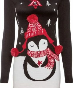 Merkloos AG Games Kerstjurk - Zwart Wit - Maat S -Exporteren dameskleding winkel 476x840 4