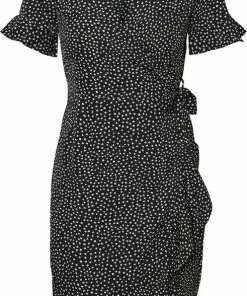 VERO MODA VMHENNA 2/4 WRAP FRILL DRESS NOOS - Bla - Dames - Maat XL