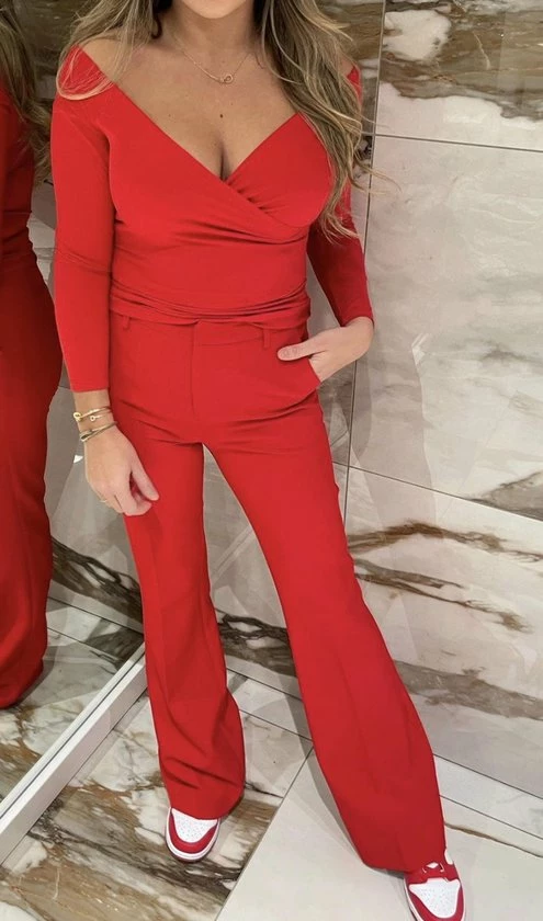 Merkloos Dames Top Lange Mouwen Rood Red Kerst Oud En Nieuw Herfst Winter 3 Merkloos Dames Top Lange Mouwen Rood Red Kerst Oud En Nieuw Herfst Winter