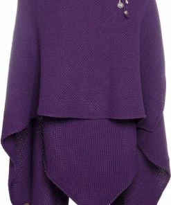 Onbekend Knit Factory Jazz Gebreid Omslagvest - Dames Poncho - Purple - One Size - Inclusief Sierspeld -Exporteren dameskleding winkel 497x840 9