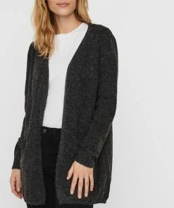 Vero Moda VMDOFFY LS SHORT OPEN CARDIGAN GA NOOS Dames Vest Black/melange - Maat XL -Exporteren dameskleding winkel 505x840 1