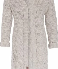 Knit Factory Sally Gebreid Dames Vest - Beige - 40/42 - Grof Gebreid