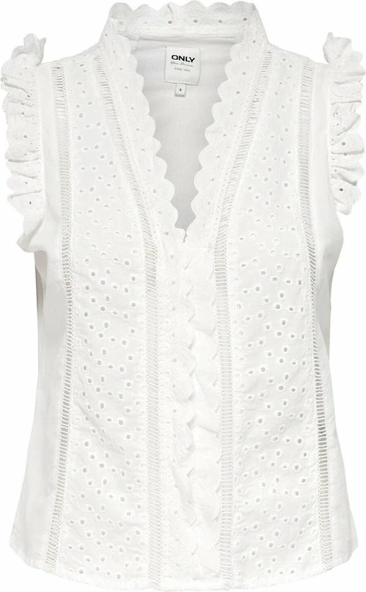 Only ONLINGE SL EMBROIDERY TOP - Cloud Dancer White 3 Only ONLINGE SL EMBROIDERY TOP - Cloud Dancer White
