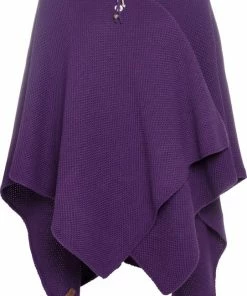 Onbekend Knit Factory Jazz Gebreid Omslagvest - Dames Poncho - Purple - One Size - Inclusief Sierspeld