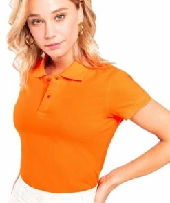 Senvi Dames Oranje Polo Biologisch Katoen - EK-WK-Olympische Spelen - F1 - Koningsdag Enz. Maat M -Exporteren dameskleding winkel 546x840 7