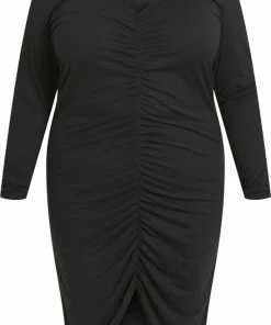 EVOKED VILA VILUANA V-NECK L/S MIDI DRESS/CUR Dames Jurk - Maat 50