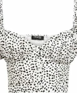 Merkloos Chouete Club White Cropped Dotted Top -Exporteren dameskleding winkel 550x385