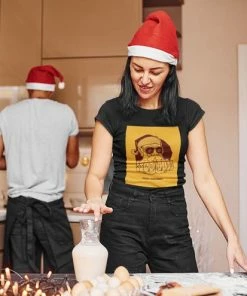 Feel Free Design Christmas T-Shirt | Xmas Time | Cartoon | 100% Organisch Katoen | Zwart | Maat S -Exporteren dameskleding winkel 550x495