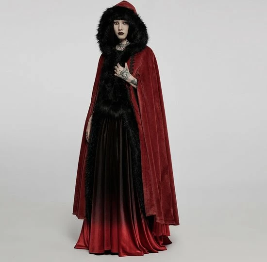 Punk Rave Cape/Mantel/Poncho Gothic Tales Rood 3 Punk Rave Cape/Mantel/Poncho Gothic Tales Rood
