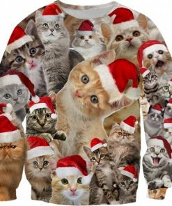 Fluffy Kerstkatten Kersttrui - Maat S - Foute Kerst Trui - Superfout