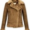 Z DESIGN Bikerjack Dames Suede - Lammy Coat - Bruin