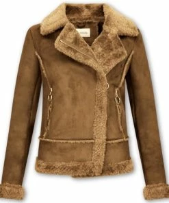 Z DESIGN Bikerjack Dames Suede - Lammy Coat - Bruin