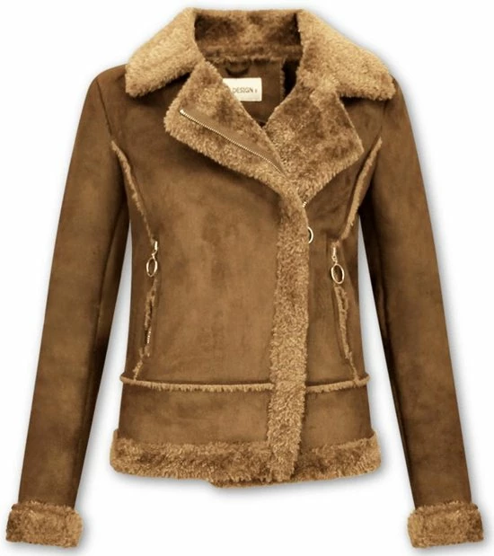 Z DESIGN Bikerjack Dames Suede - Lammy Coat - Bruin 3 Z DESIGN Bikerjack Dames Suede - Lammy Coat - Bruin