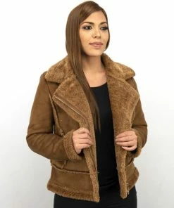 Z DESIGN Bikerjack Dames Suede - Lammy Coat - Bruin 14 Z DESIGN Bikerjack Dames Suede - Lammy Coat - Bruin -Exporteren dameskleding winkel 550x622 1