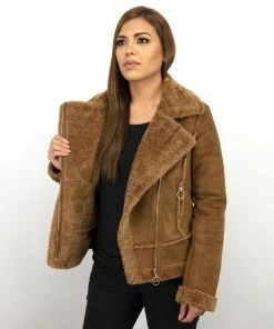 Z DESIGN Bikerjack Dames Suede - Lammy Coat - Bruin 13 Z DESIGN Bikerjack Dames Suede - Lammy Coat - Bruin -Exporteren dameskleding winkel 550x633 1