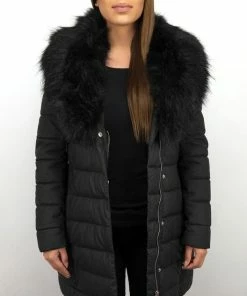 Gentile Bellini Lange Parka Dames Winterjas – Met Zwarte Faux Bontkraag – Zwart Jassen Dames Dames Jas -Exporteren dameskleding winkel 550x633 3