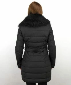 Gentile Bellini Lange Parka Dames Winterjas – Met Zwarte Faux Bontkraag – Zwart Jassen Dames Dames Jas -Exporteren dameskleding winkel 550x633 4