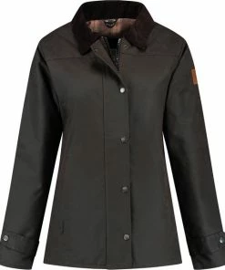 MGO Leisure Wear MGO Waxjas Meghan Dames - 100% Gewaxt Katoen - Gewatteerd - Winddicht En Waterdicht - Bruin - Maat L -Exporteren dameskleding winkel 550x636 1